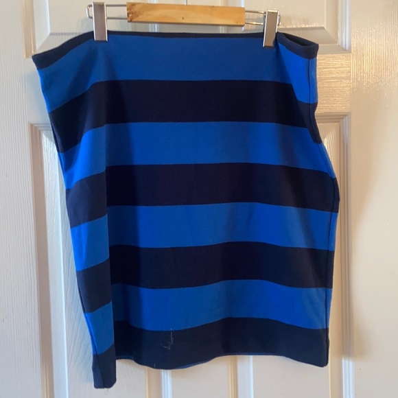 Blue and black stretchy cotton striped skirt - Picture 2 of 4